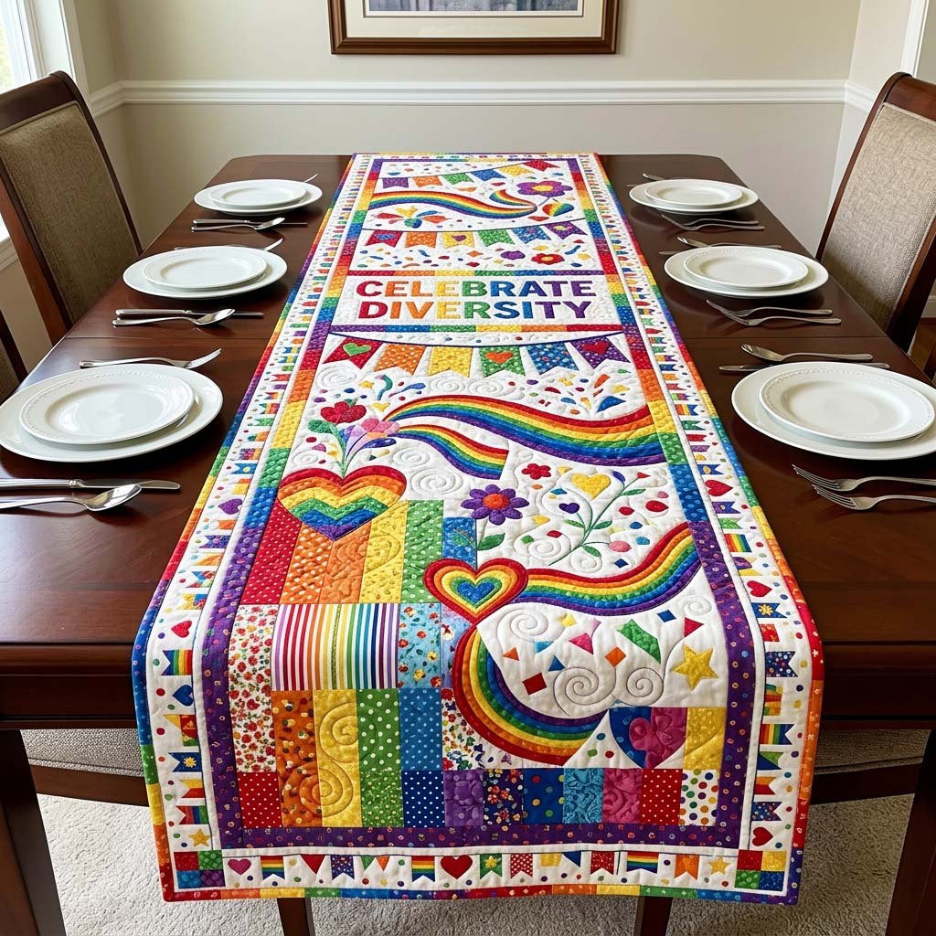 Celebrate Rainbow Table Runner