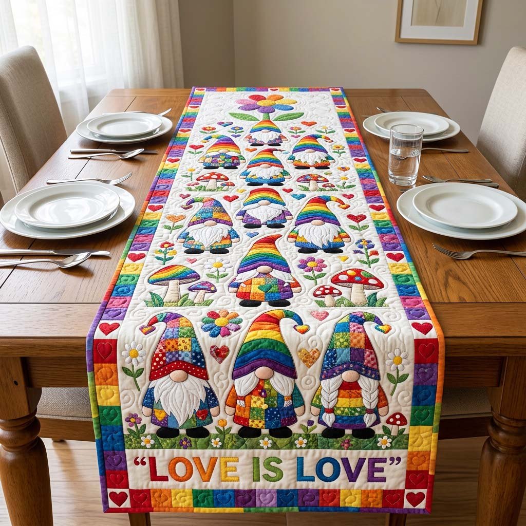 Rainbow Gnome Table Runner