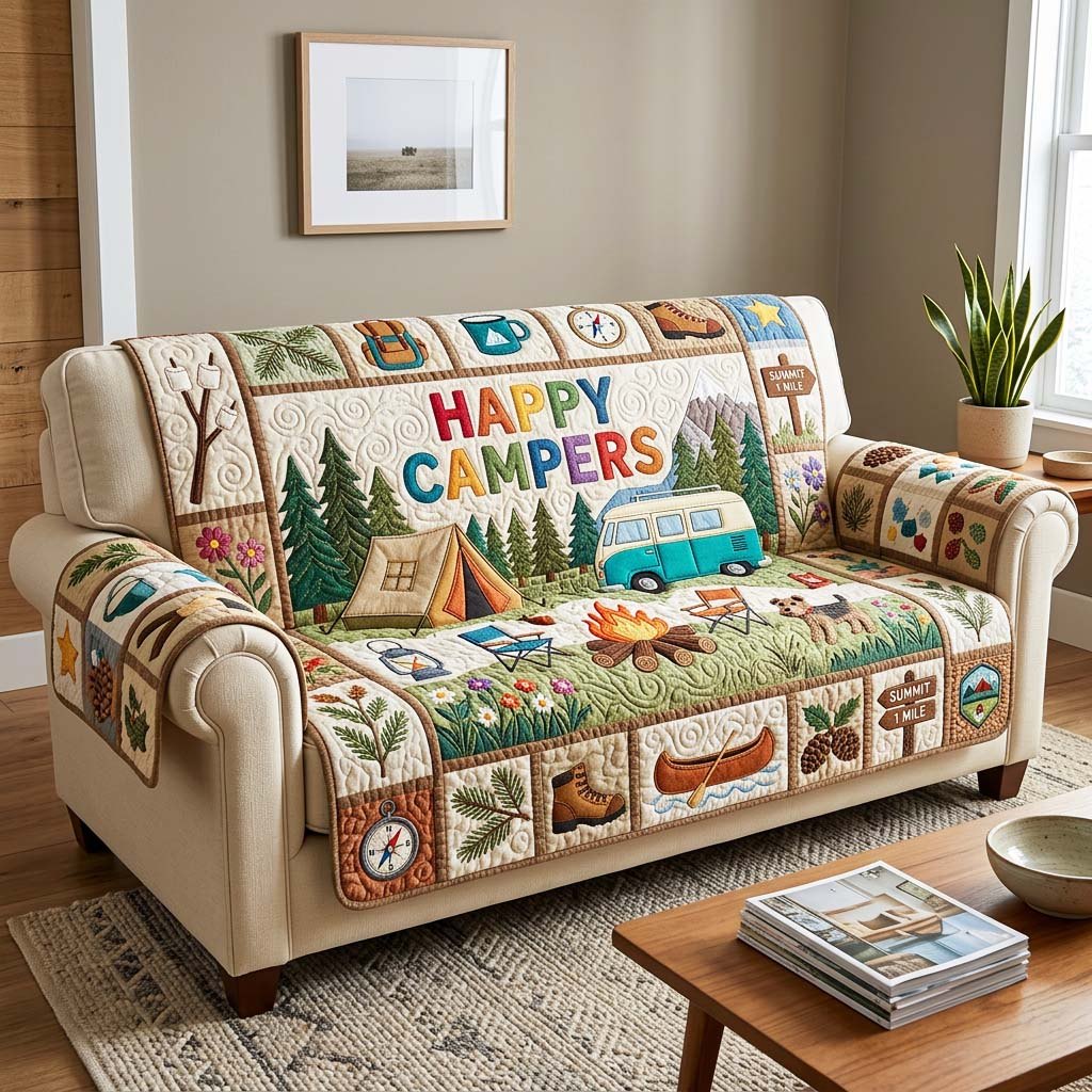 Happy Campers Sofa Cover