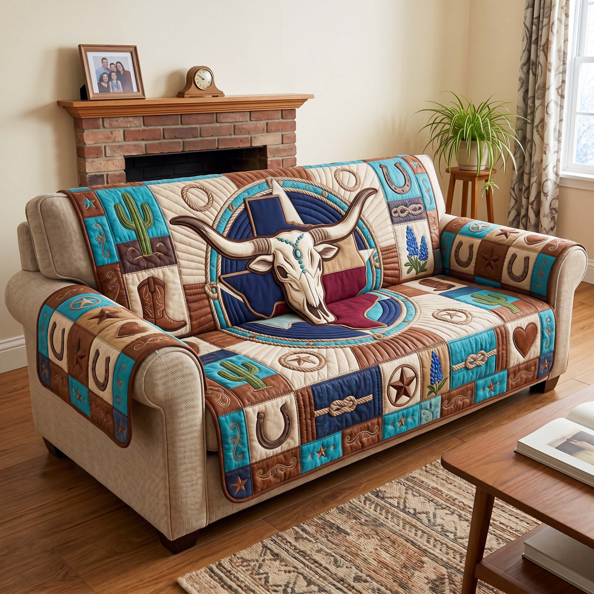 Longhorn Crest Sofa Cover