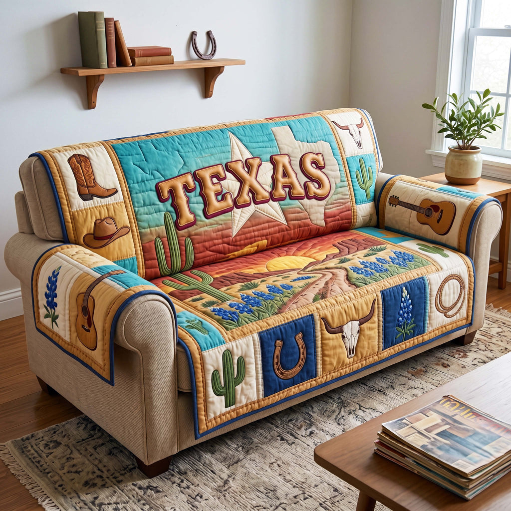 Texas Boots and Cactus Sampler Sofa Cover