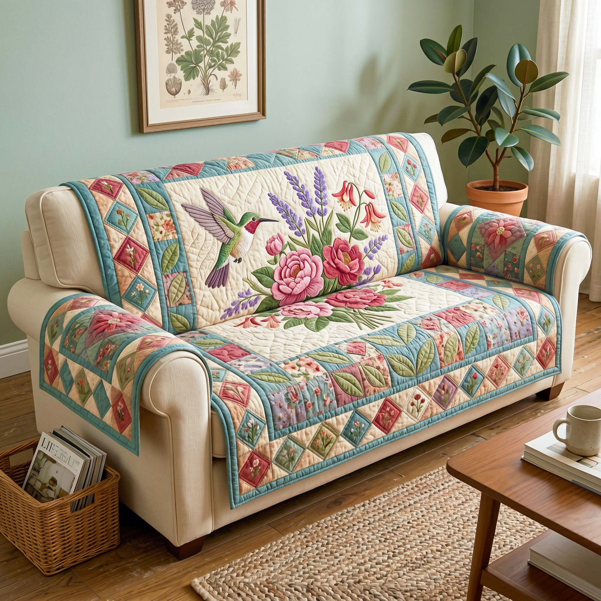 Garden Hummingbird Sofa Cover