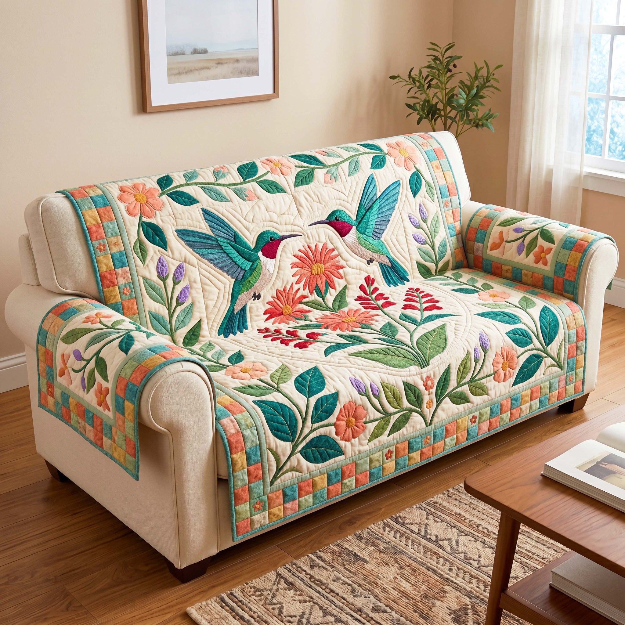 Twin Hummingbirds Sofa Cover
