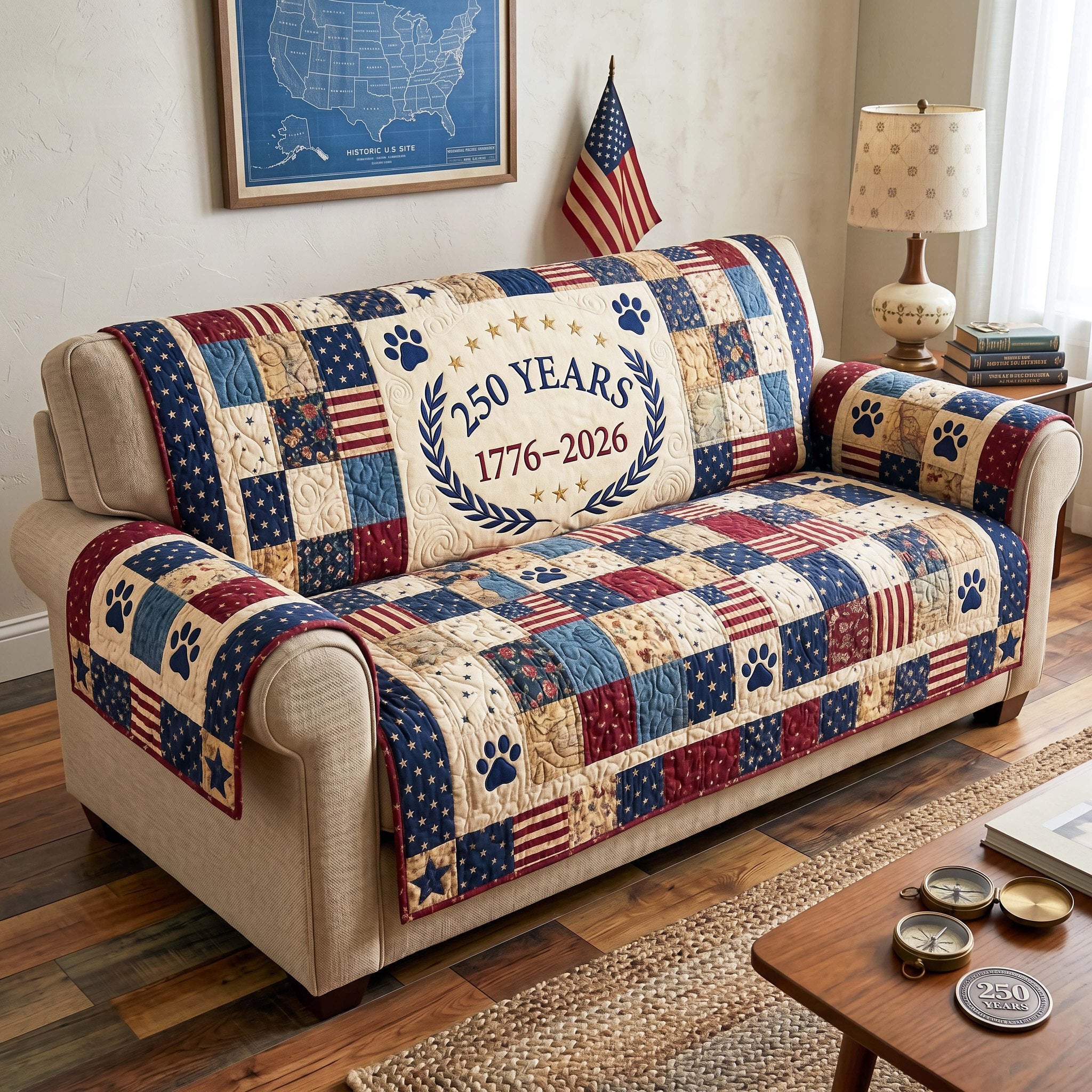 Paw Prints for 250 Years Sofa Cover