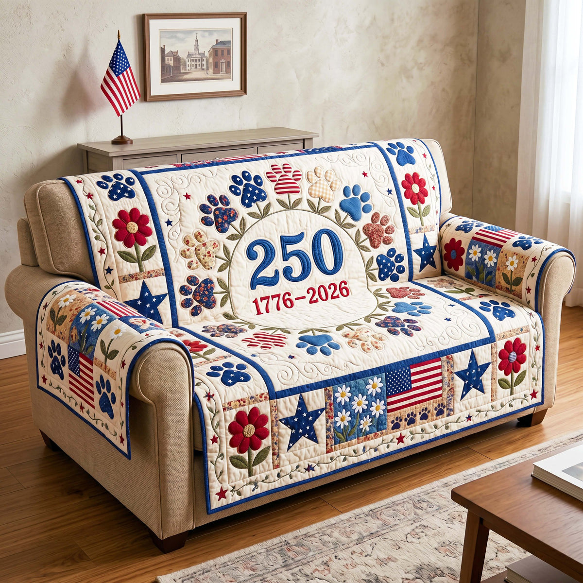 Patriotic Bloom Sofa Cover