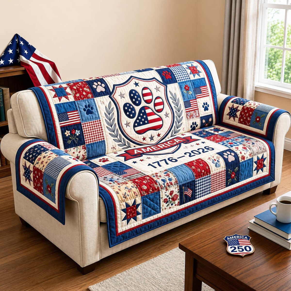 Anniversary Medallion in Star Blocks Sofa Cover
