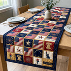 Liberty Bell and Flag Squares Table Runner