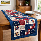 Star Quilt Blocks with Flags Table Runner