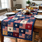 Flag and Star Checkerboard Table Runner