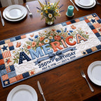 America 250th Birthday July Fourth Table Runner