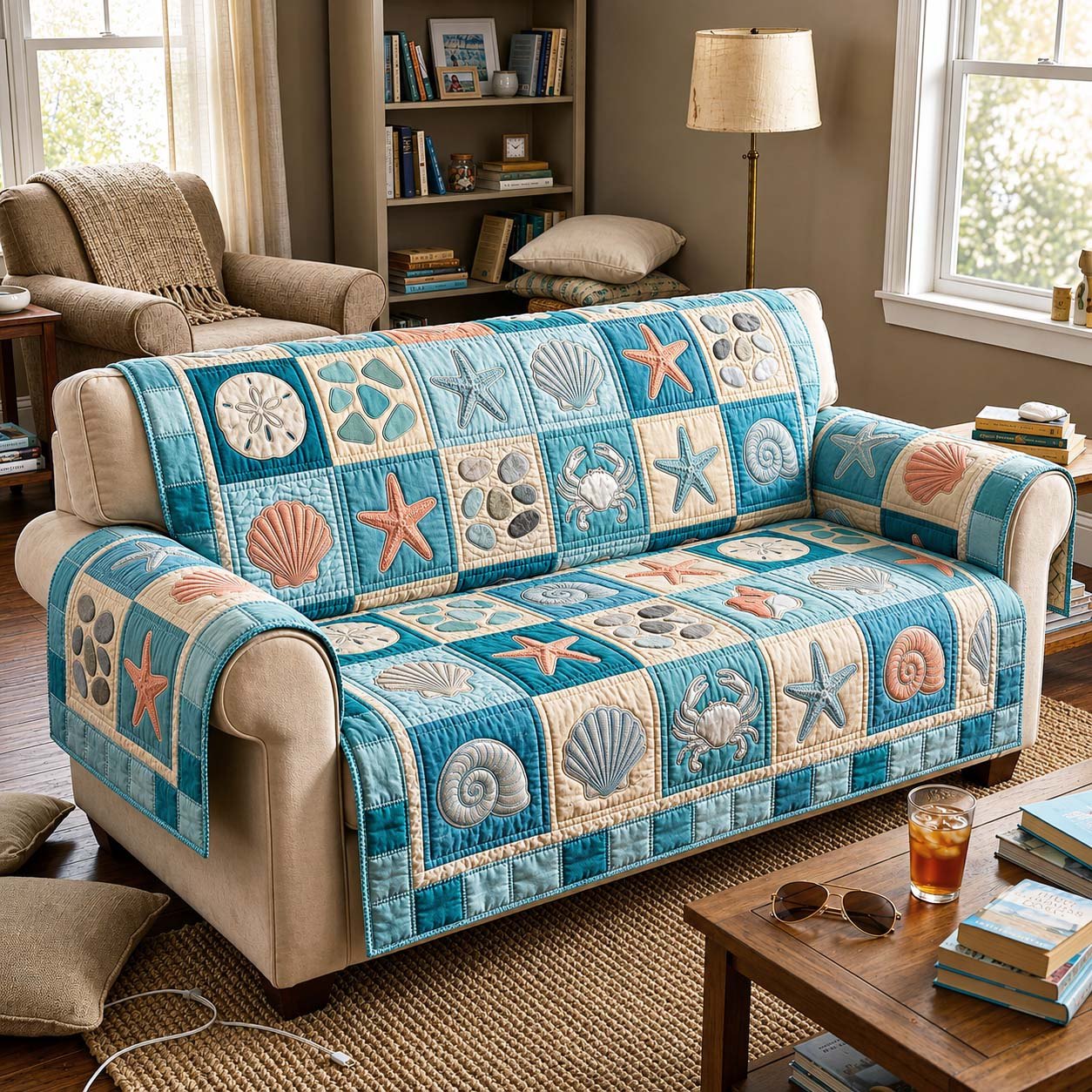 Coastal Shells Sofa Cover