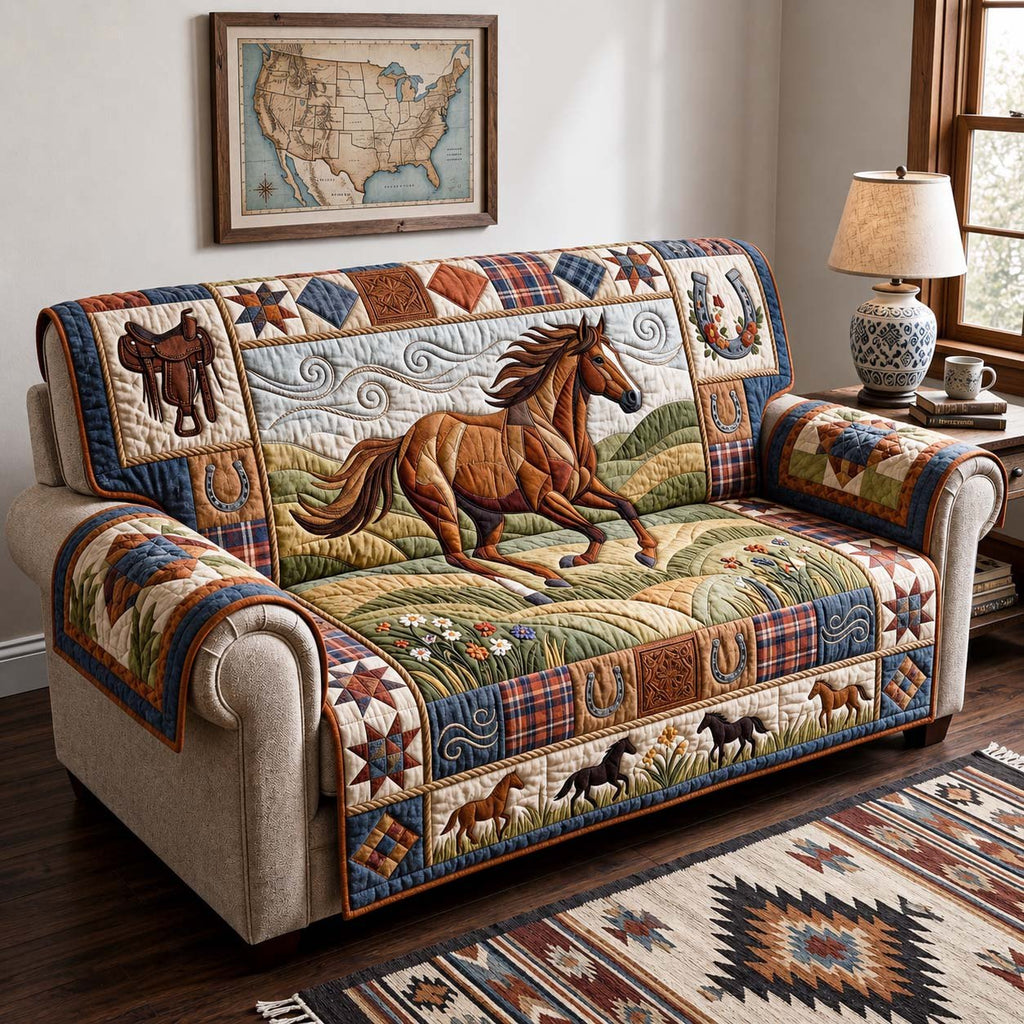 Horse Above the Southwestern Border Sofa Cover