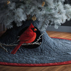 Dark Cardinal Christmas Tree Skirt