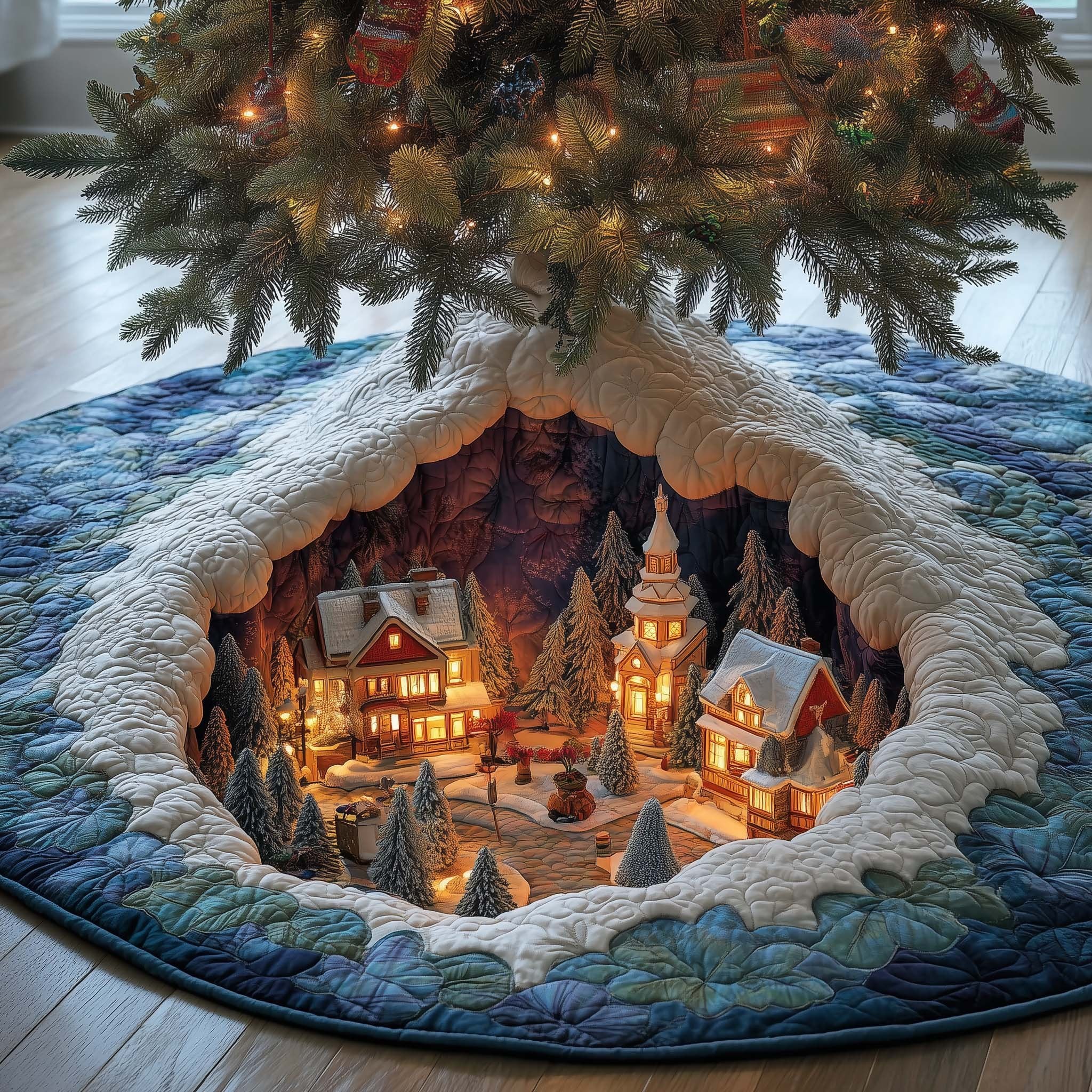 Cave Village Christmas Tree Skirt