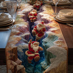Santa Climbing Icy Blue Slope Table Runner