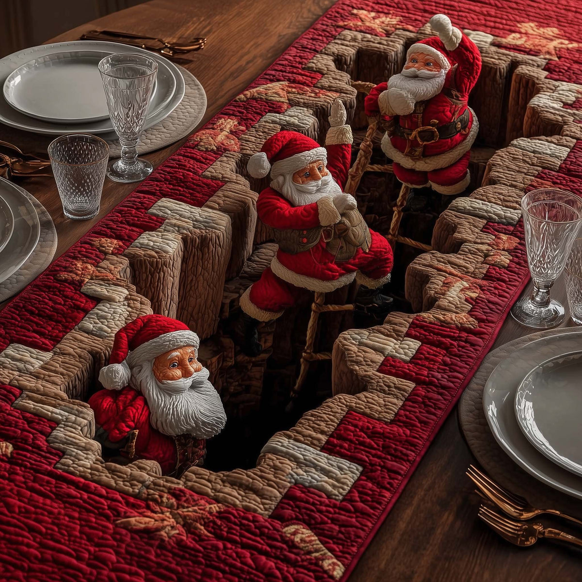 Climbing Santa Table Runner