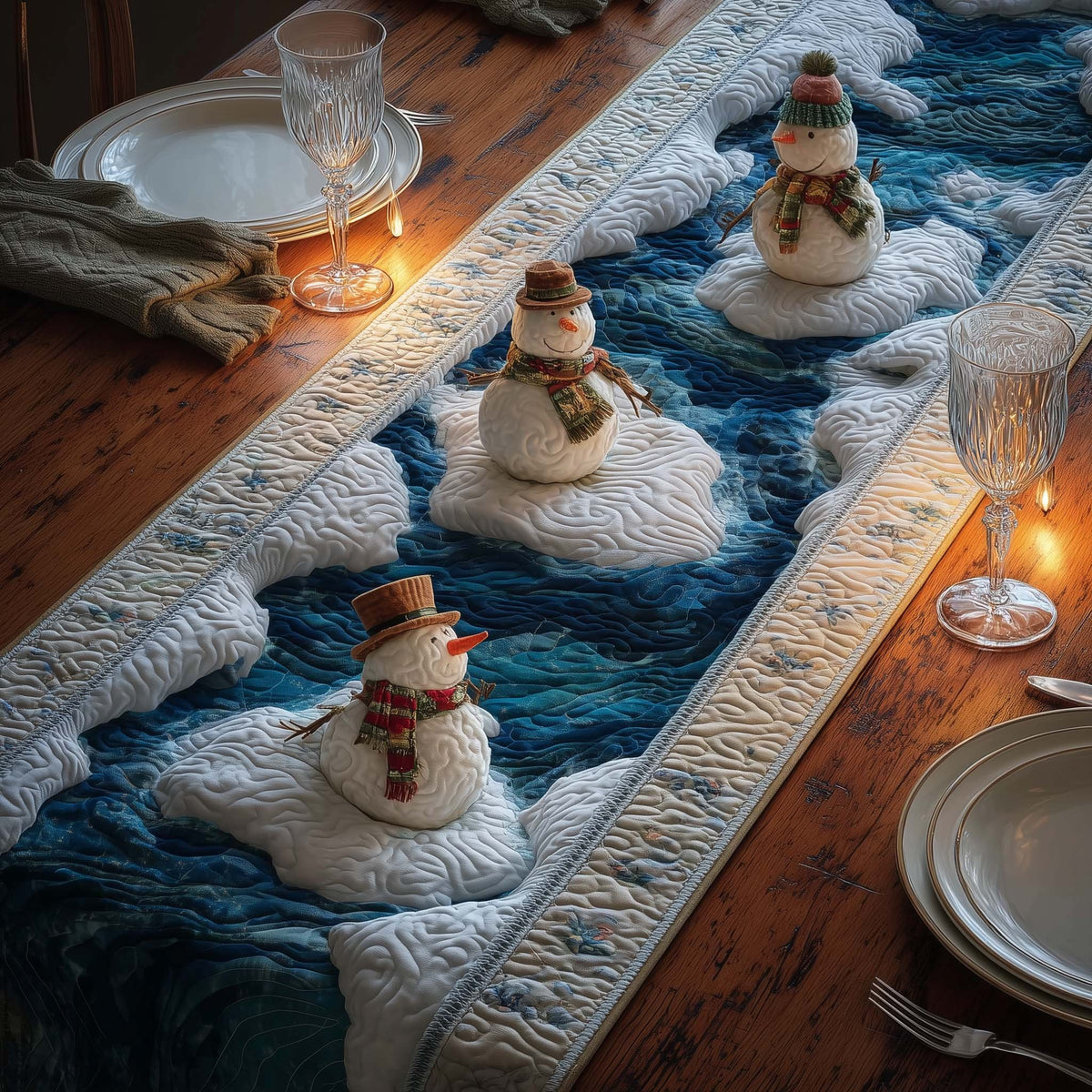 Drifting Snowmen Table Runner