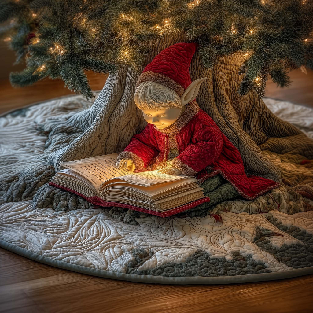 Reading Elf Christmas Tree Skirt