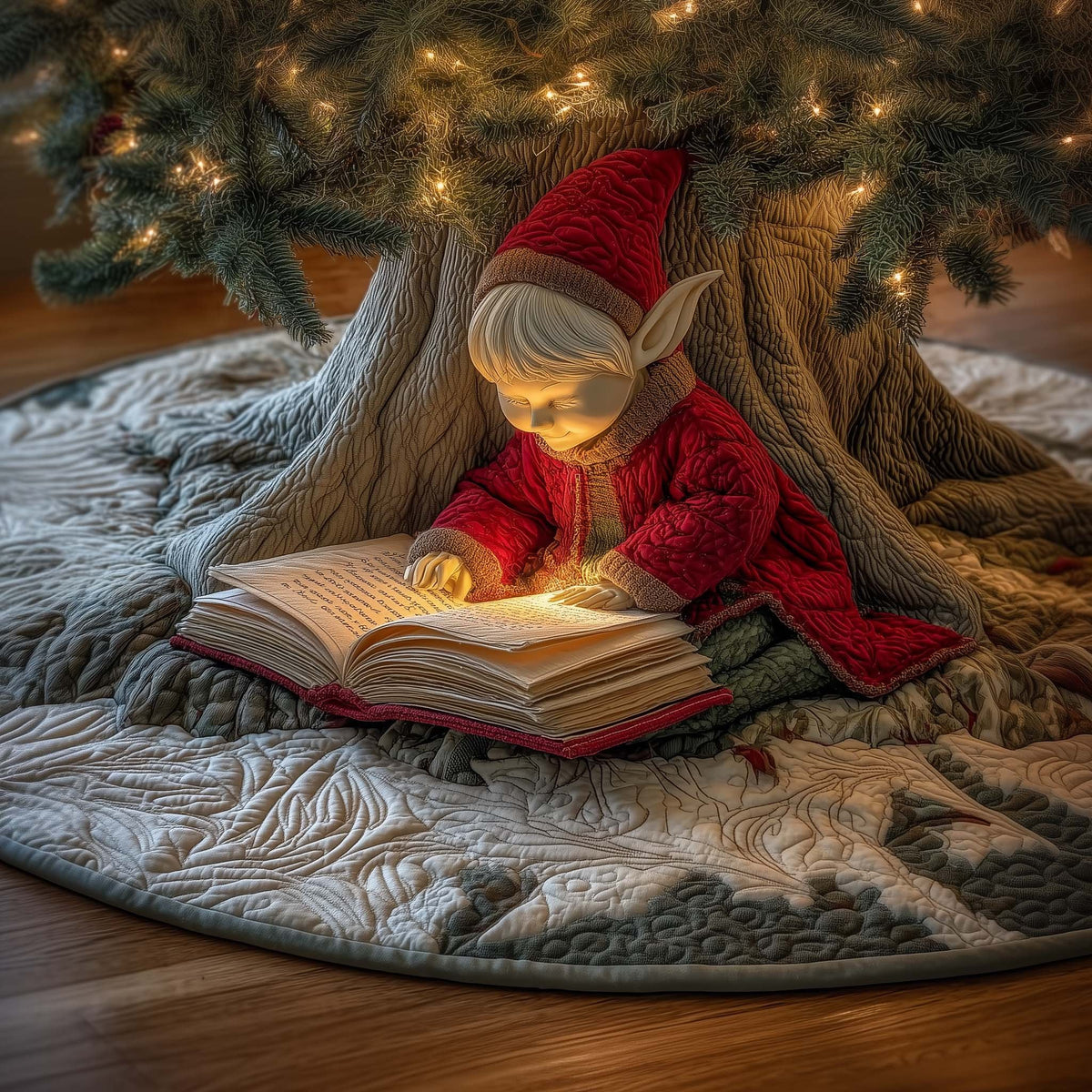 Reading Elf Christmas Tree Skirt
