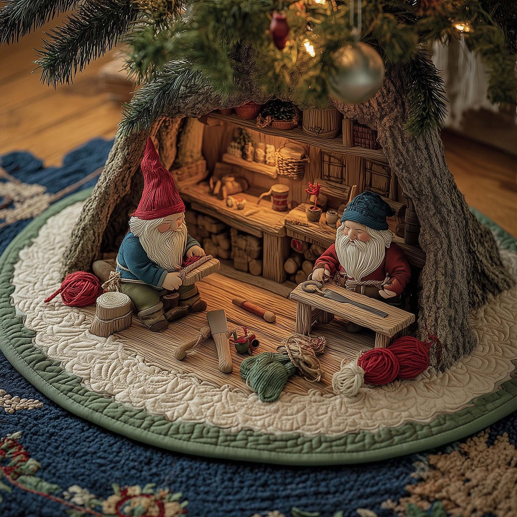 Workshop Gnomes Christmas Tree Skirt