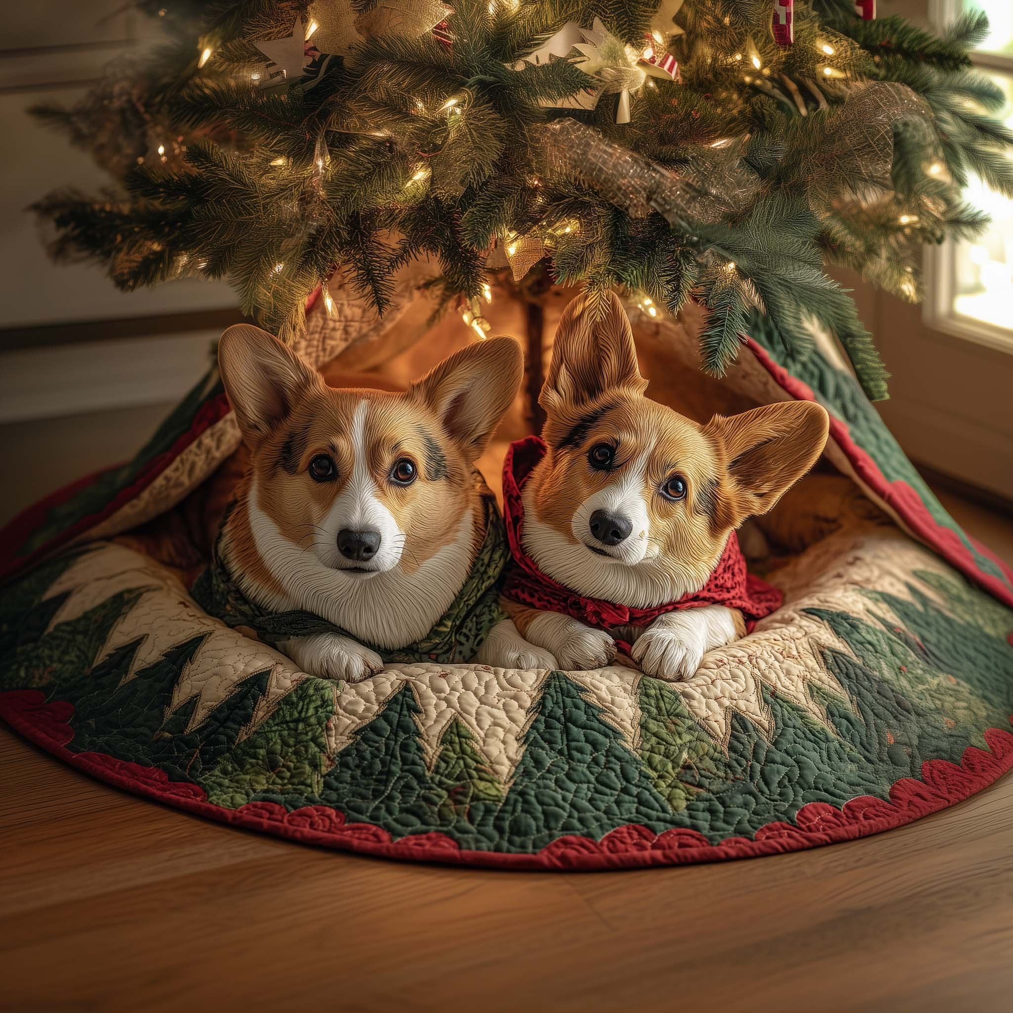 Corgi Pair Christmas Tree Skirt