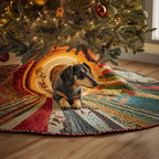 Rainbow Tunnel Dachshund Christmas Tree Skirt