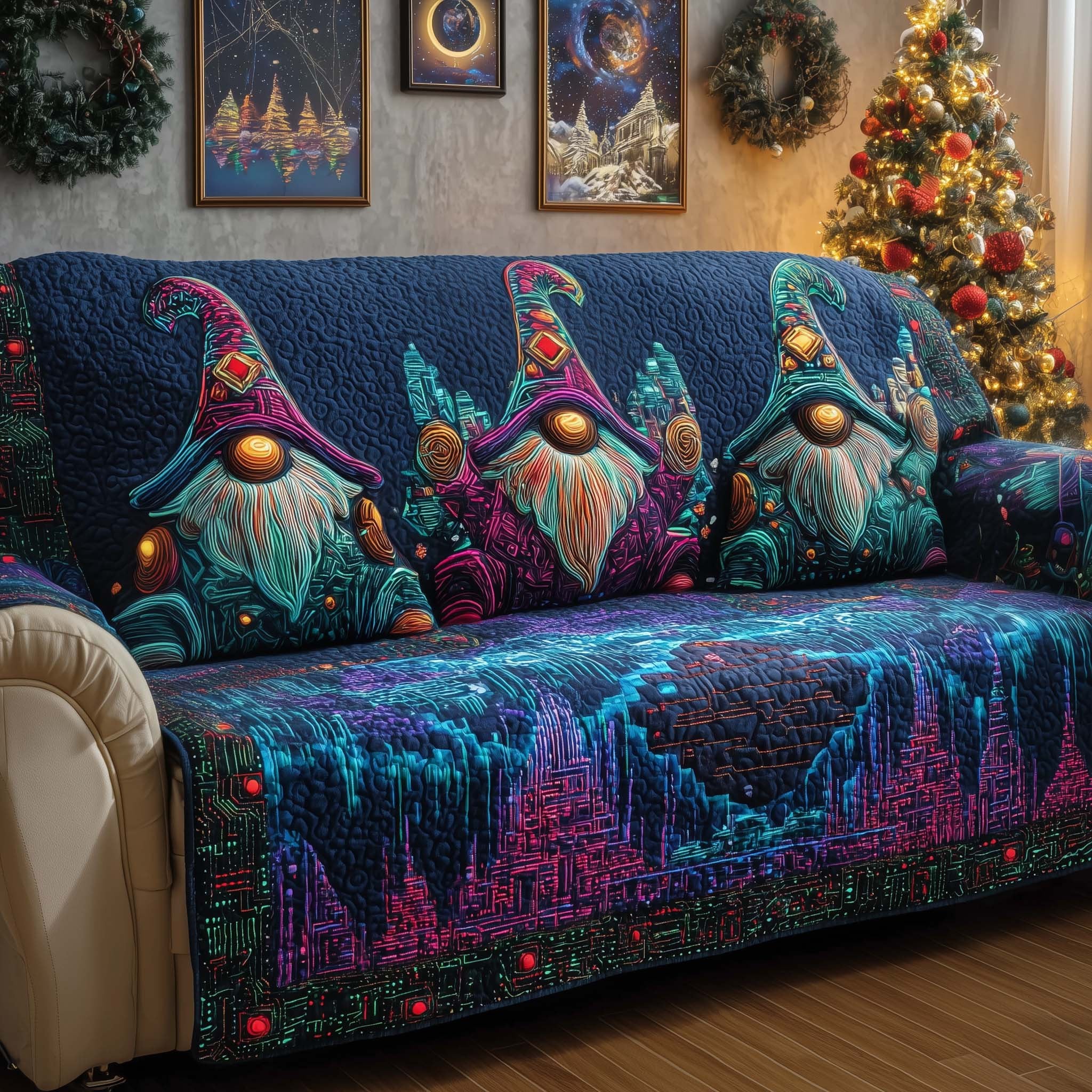 Neon Gnomes Sofa Cover