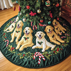 Golden Retrievers with Candy Canes Christmas Tree Skirt