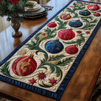 Ornaments with Green Leaf Border Table Runner