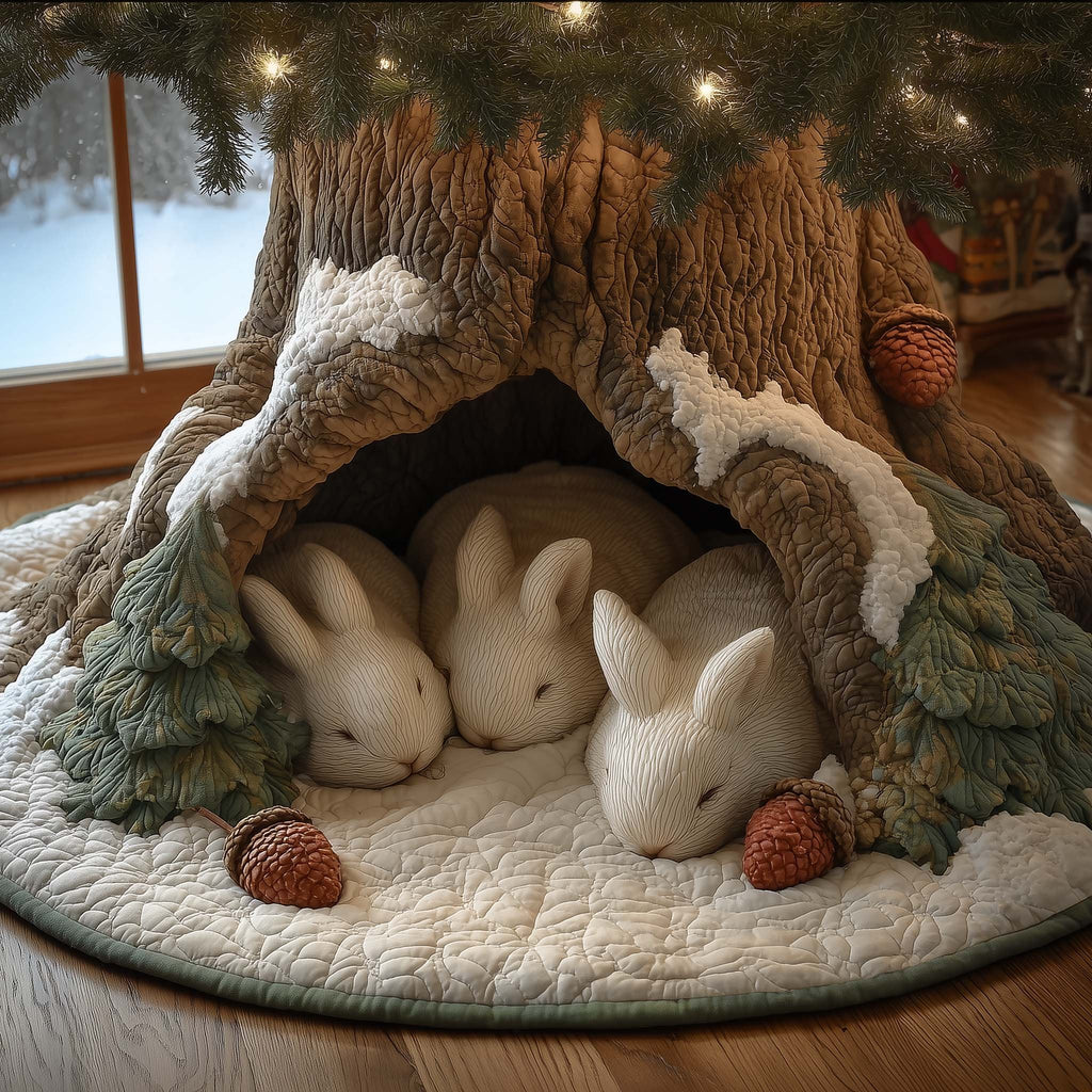 Snow Bunny Realm Christmas Tree Skirt