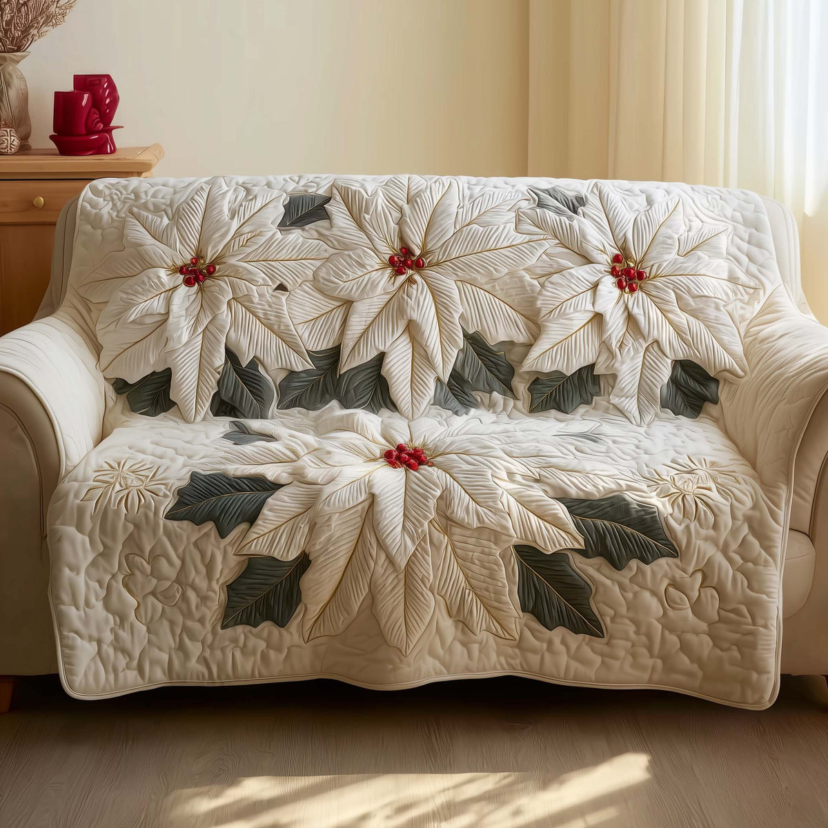 Poinsettia Charm Sofa Cover