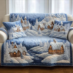 Snowy Blue Village in the Valley Sofa Cover