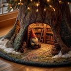 Gnome in the Tree Library Christmas Tree Skirt