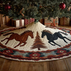 Running Horses on Southwest Stripes Christmas Tree Skirt