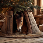 Horse in the Barn Doorway Christmas Tree Skirt