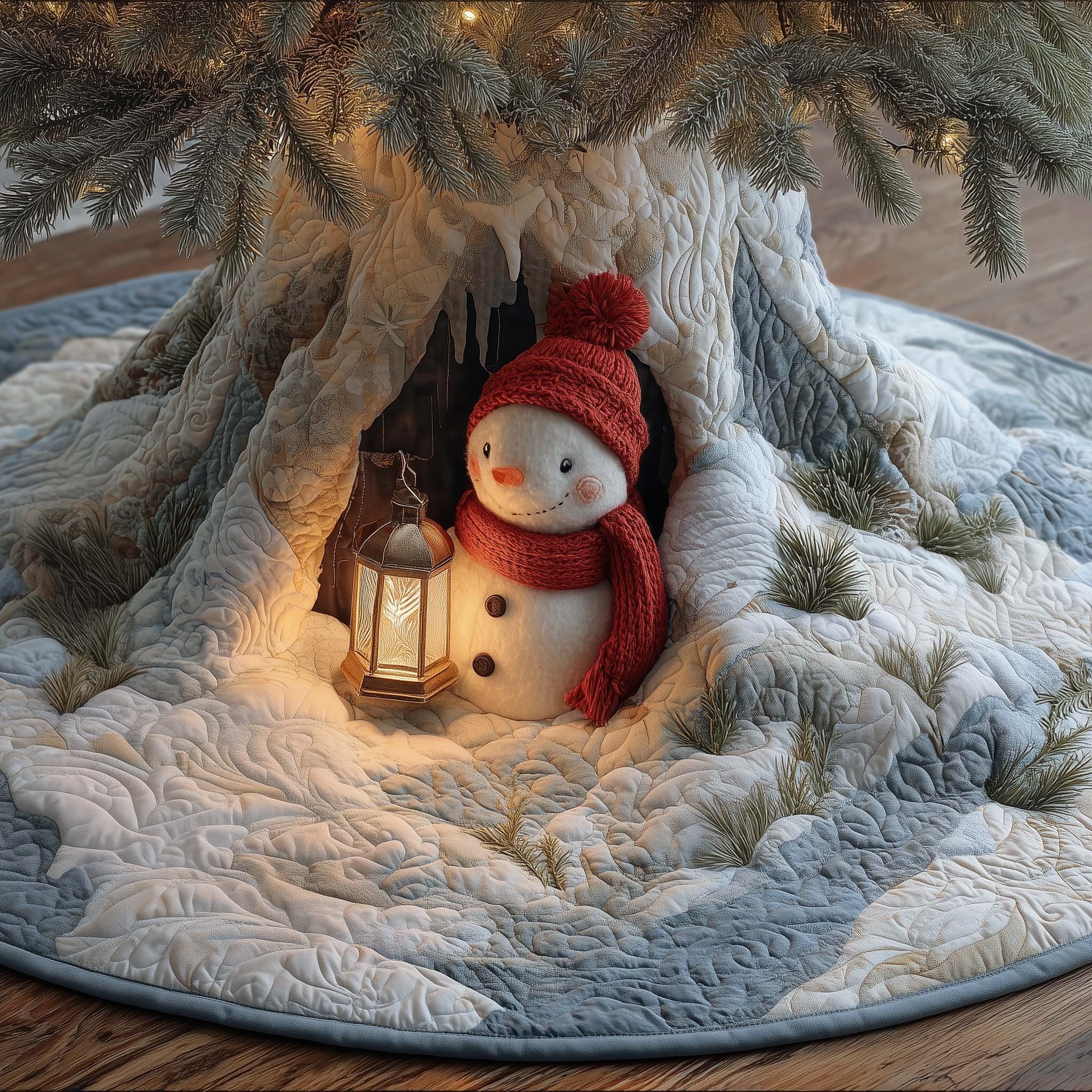 Snowman in the Snowy Hollow Christmas Tree Skirt