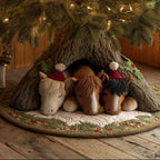 Horses in Santa Hats in the Hollow Christmas Tree Skirt
