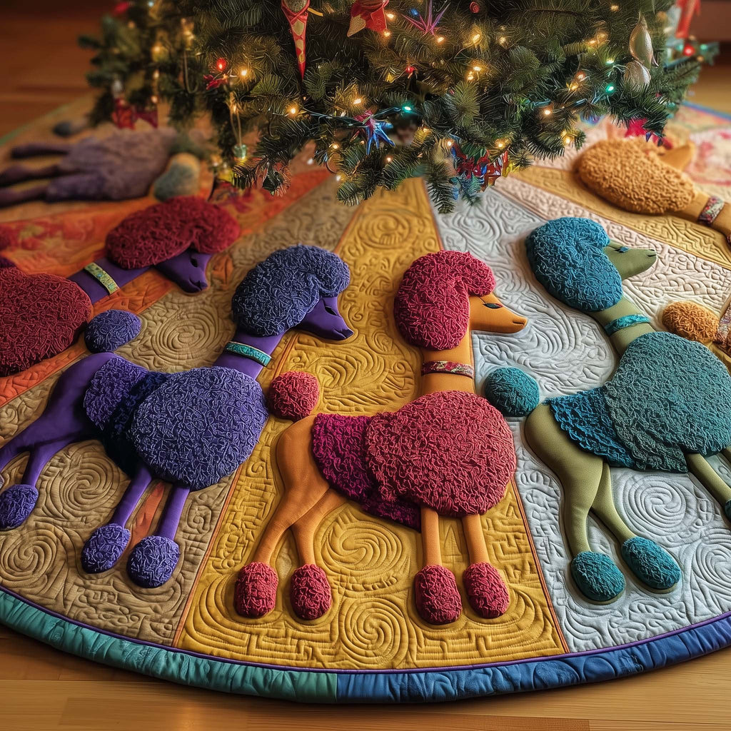 Whimsical Poodle Christmas Tree Skirt