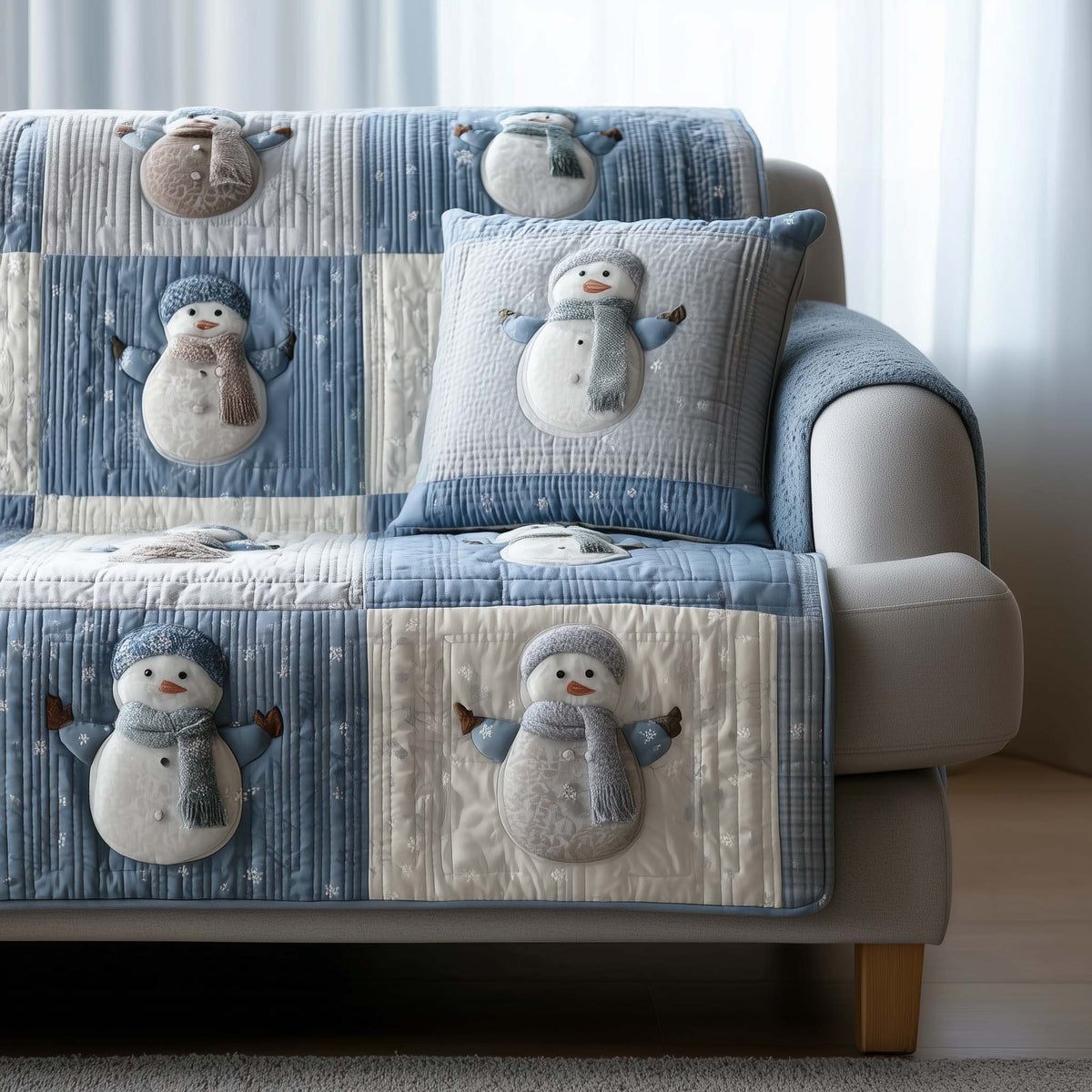 Festive Snowmen Sofa Cover