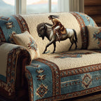 Cowboy on a Rearing Horse Above the Weave Sofa Cover