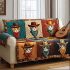Cowboy Cats in Hats and Bandanas Sofa Cover