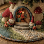 Gnomes at the Cottage Door Christmas Tree Skirt
