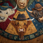 Highland Cow in a Blue Hat Christmas Tree Skirt