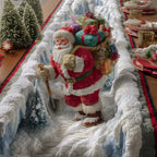 Santa with Shovel in Snow Table Runner