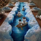 Two Snowmen in a Boat Table Runner