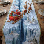 Santa Sleigh over Snowy Canyon Table Runner