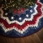 Stars on the Red and Blue Chevrons Christmas Tree Skirt