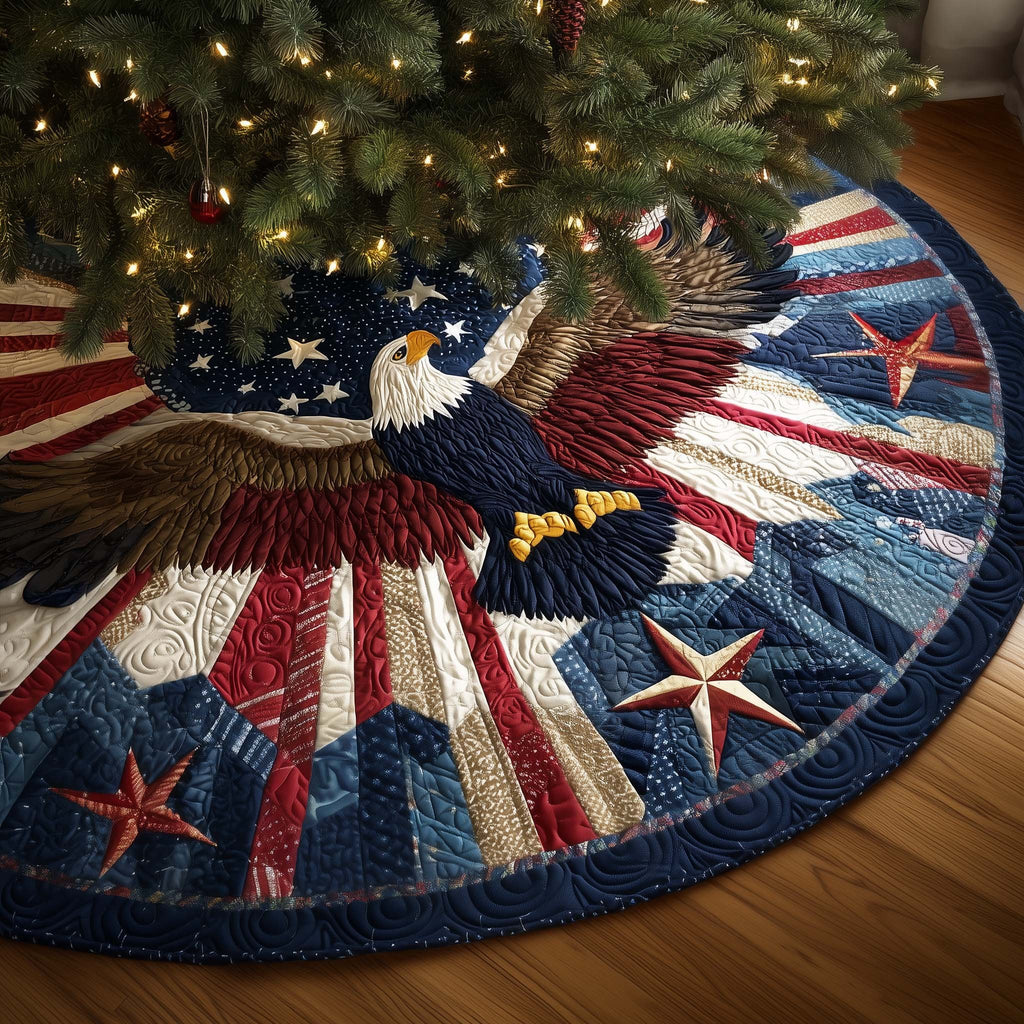 Eagle with Stars and Stripes Christmas Tree Skirt