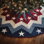 White Stars on the Zigzag Bands Christmas Tree Skirt
