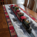 Train Carrying Gifts Through Snow Table Runner